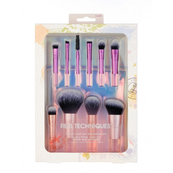 Set 10 Mini Brochas + Neceser Travel Fantasy Mini Brush: Set de 10 Brochas - Real Techniques - 1