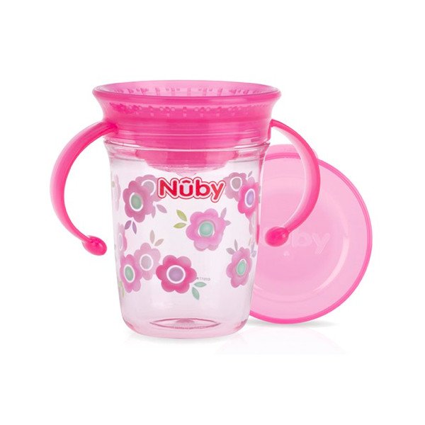 Taza Mágica con Asas 360º 6m+ - Nuby: Rosa - 1