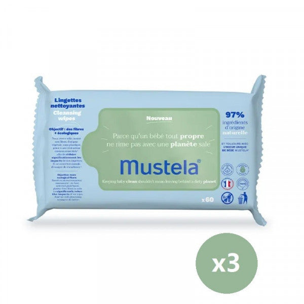 Toallitas Limpiadoras Fibras Naturales Ecológicas - Mustela: 3x60 uds - 1