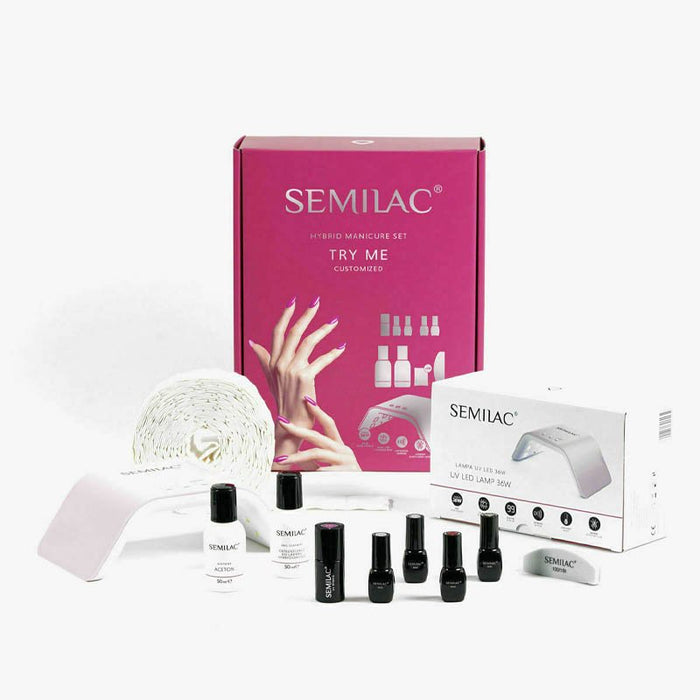 Set Manicura Híbrido Individual Lámpara Led 36w Try Me - Semilac - 1