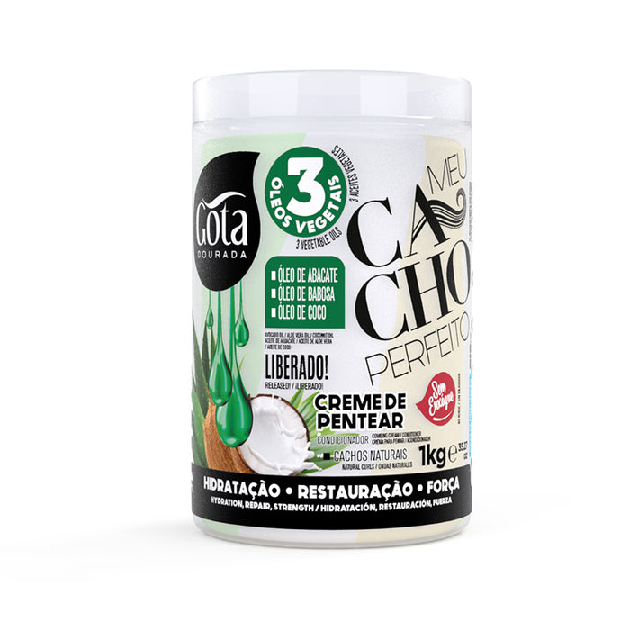 Crema de Peinar Meu Cacho Perfeito 3 óleos Vegetais 1kg - Gota Dourada - 1