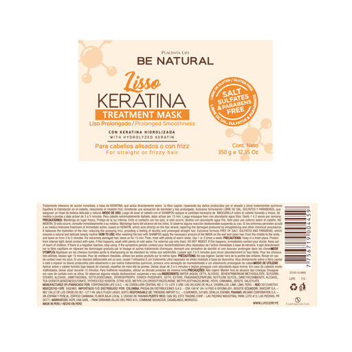 Mascarilla Intensiva Lisso Keratina - 350 gr - Be Natural - 2