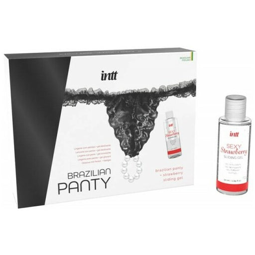 Brazilian Panty Negro + Sliding Gel de Fresa - Intt - 1