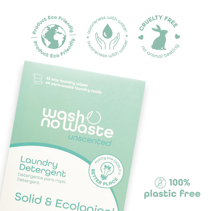 Detergente en tiras Biodegradable - Pack de 3 - Lavanda, Brisa Oceánica y Sin Fragancia - Wash No Waste - 4